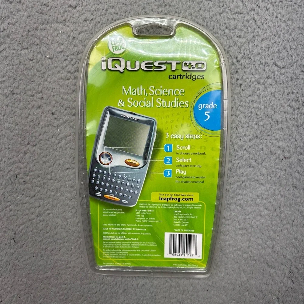 NIP LeapFrog iQuest 4.0 Set of 3 Math‎ Science Social Studies Grade 5 Cartridges